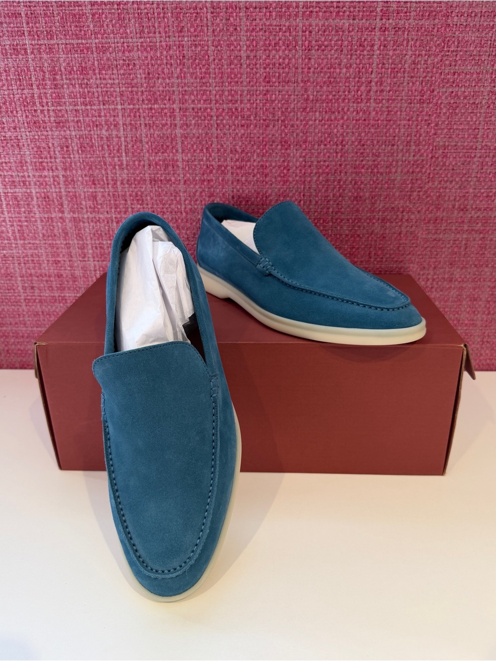 NWT Loro Piana Summer Walk Flats Blue Petrol Suede EU39 $1,200